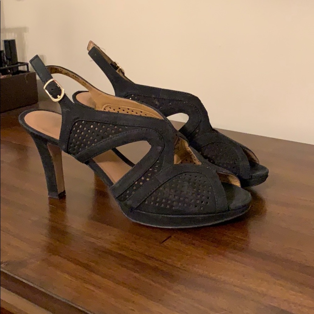 Black suede stilettos